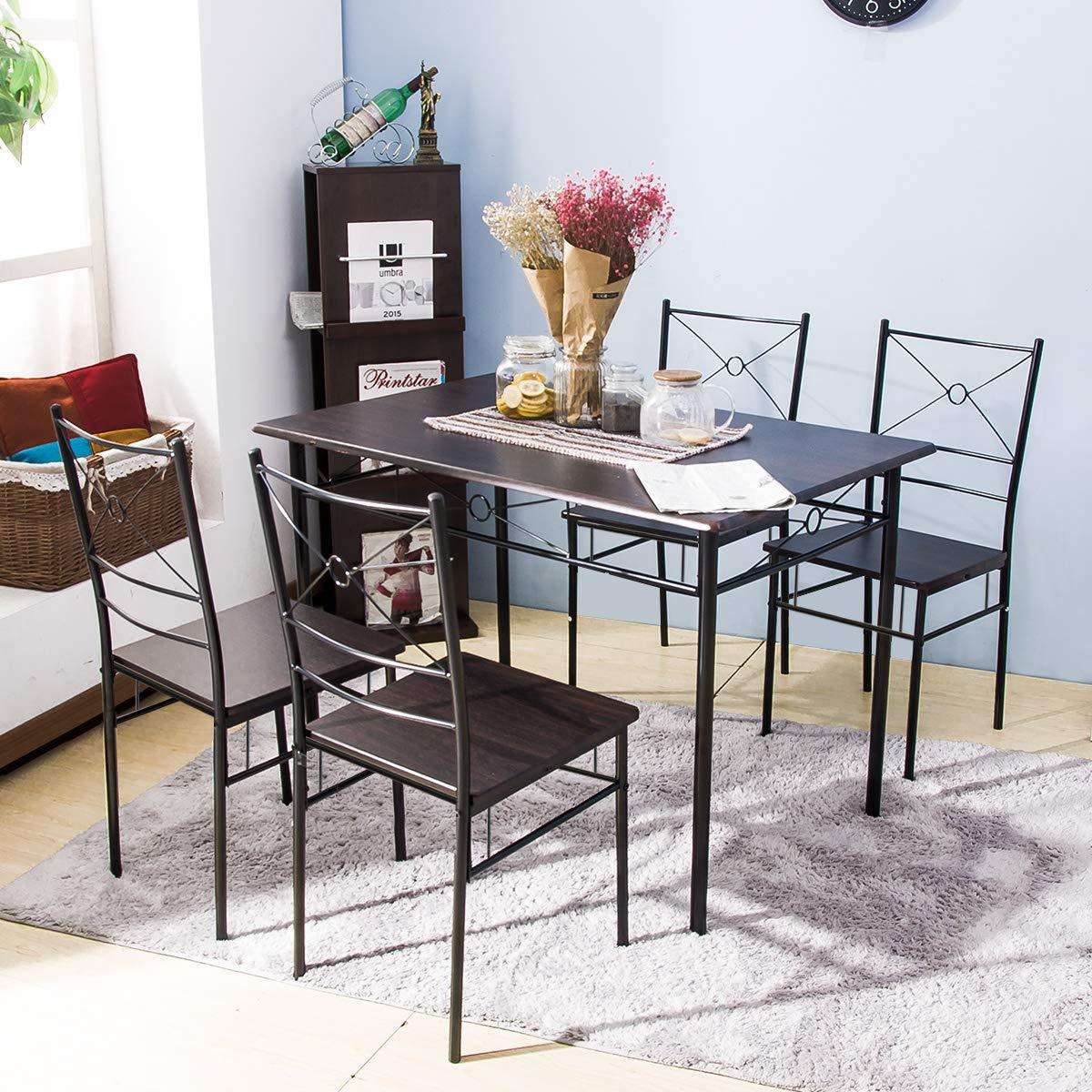Dining Room Table Set 4 Seater New Style Modern Dining Leather Chair and Tables Set