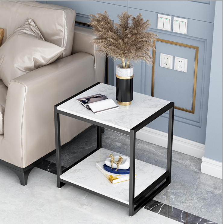 New Arrival Iron Foot Black Marble Top Coffee Table for Square Design Coffee Table