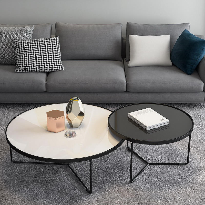 Wholesale Custom White Marble Glass Coffee Table of Living Room Round Coffee Table Furniture Glass Top