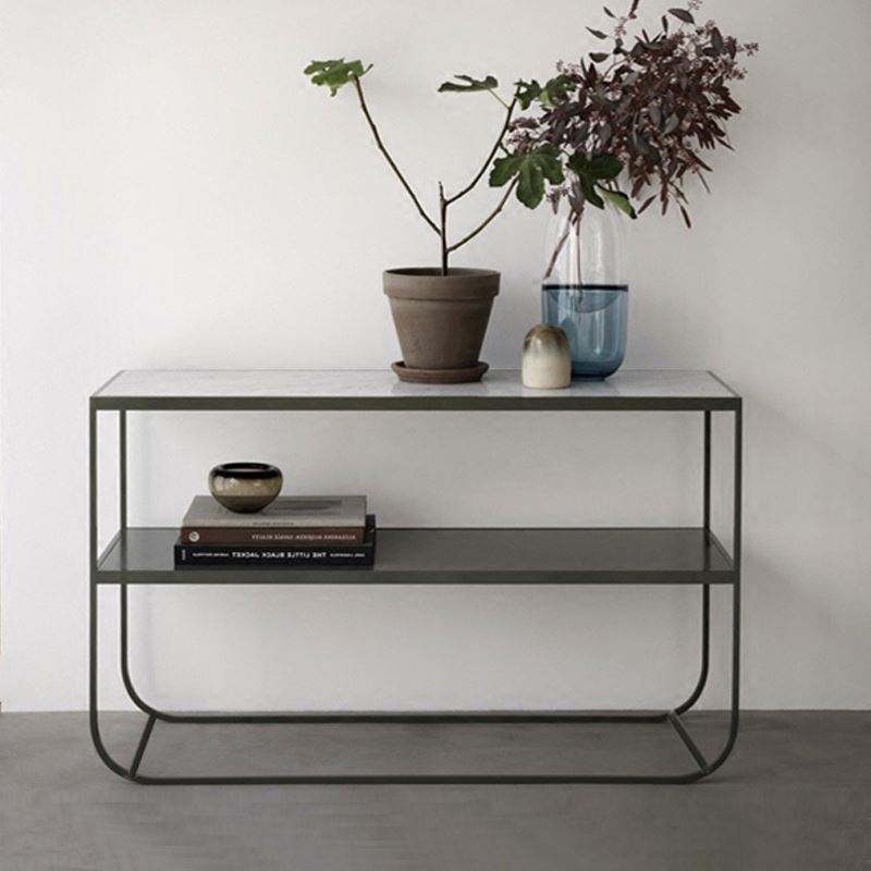 Wholesale Custom Hallway Console Table of Living Room 2 Layers Corner Marble Console Tables