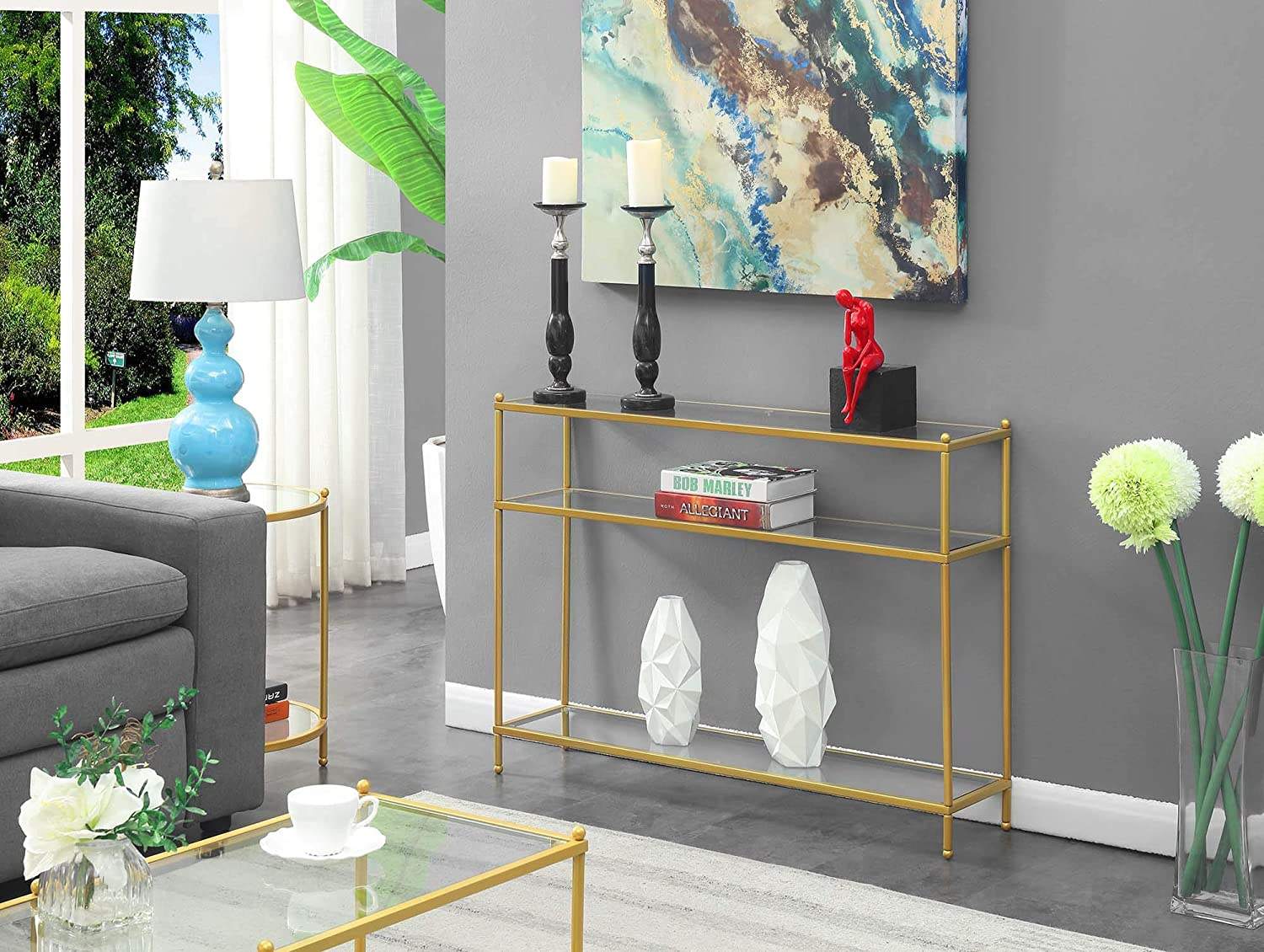 Wholesale Living Room Wood Modern 3 Shelves Media Console Table of Hallway Teak Console Table With Mirror