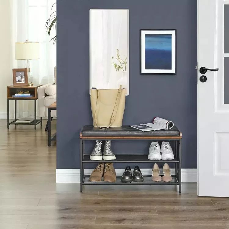 Wholesale Cheap Price Shoe Rack With Handle for Outdoor Furniture 2 Layers Seat Hallway Shoe Rack