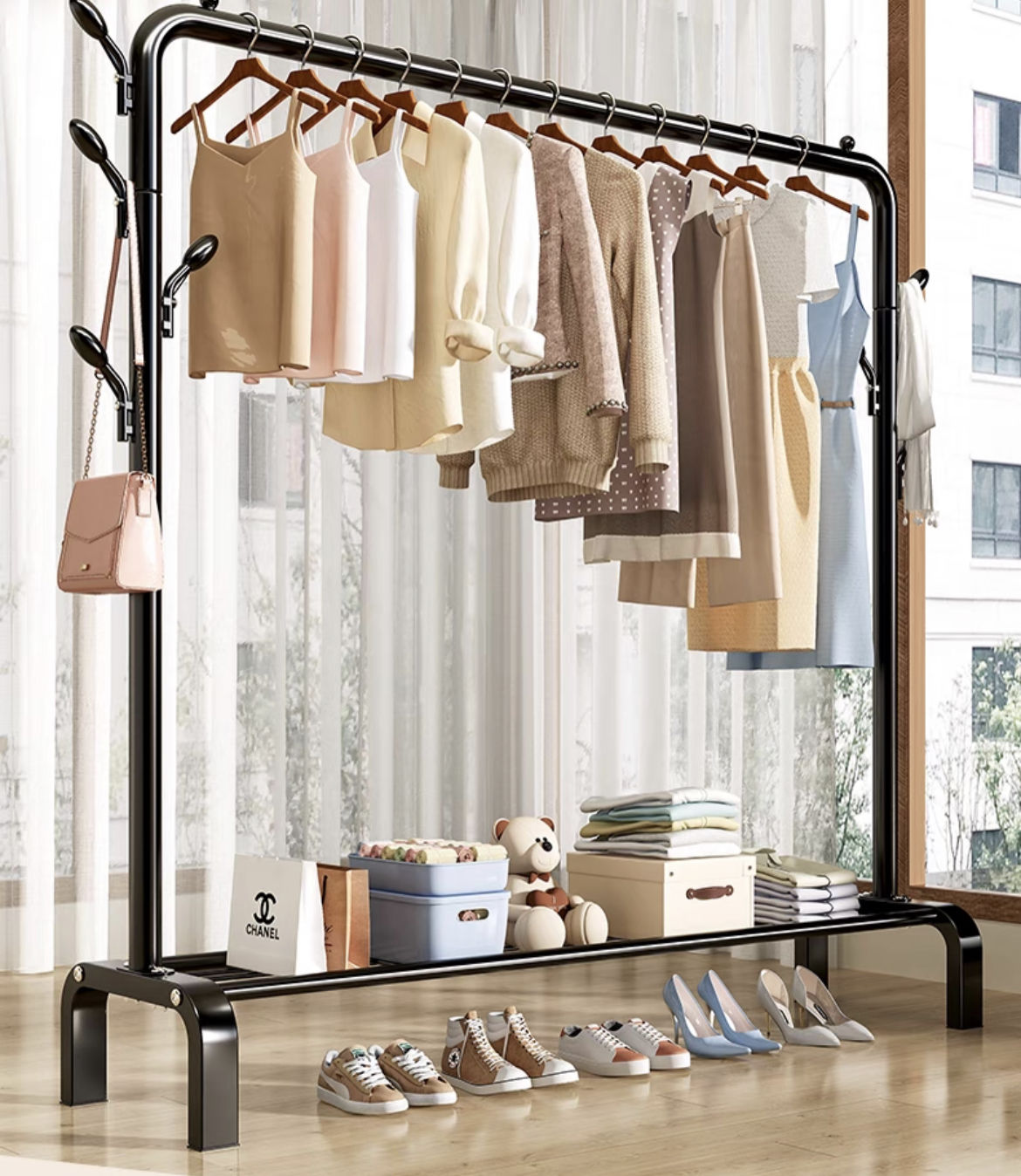 Living Room Furniture New Design Storages Coat Clothes Hanging Storage Rack Shelf Organizer Stand