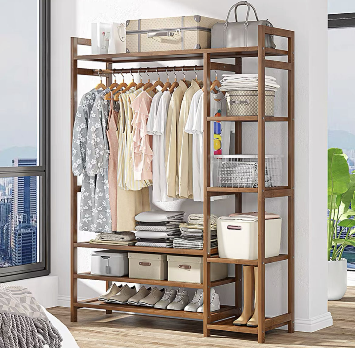 Entryway Organizer Modern Industrial Style Hall Tree Shoe Storage Bench Clothes Hat Coat Rack With Shoes Rack