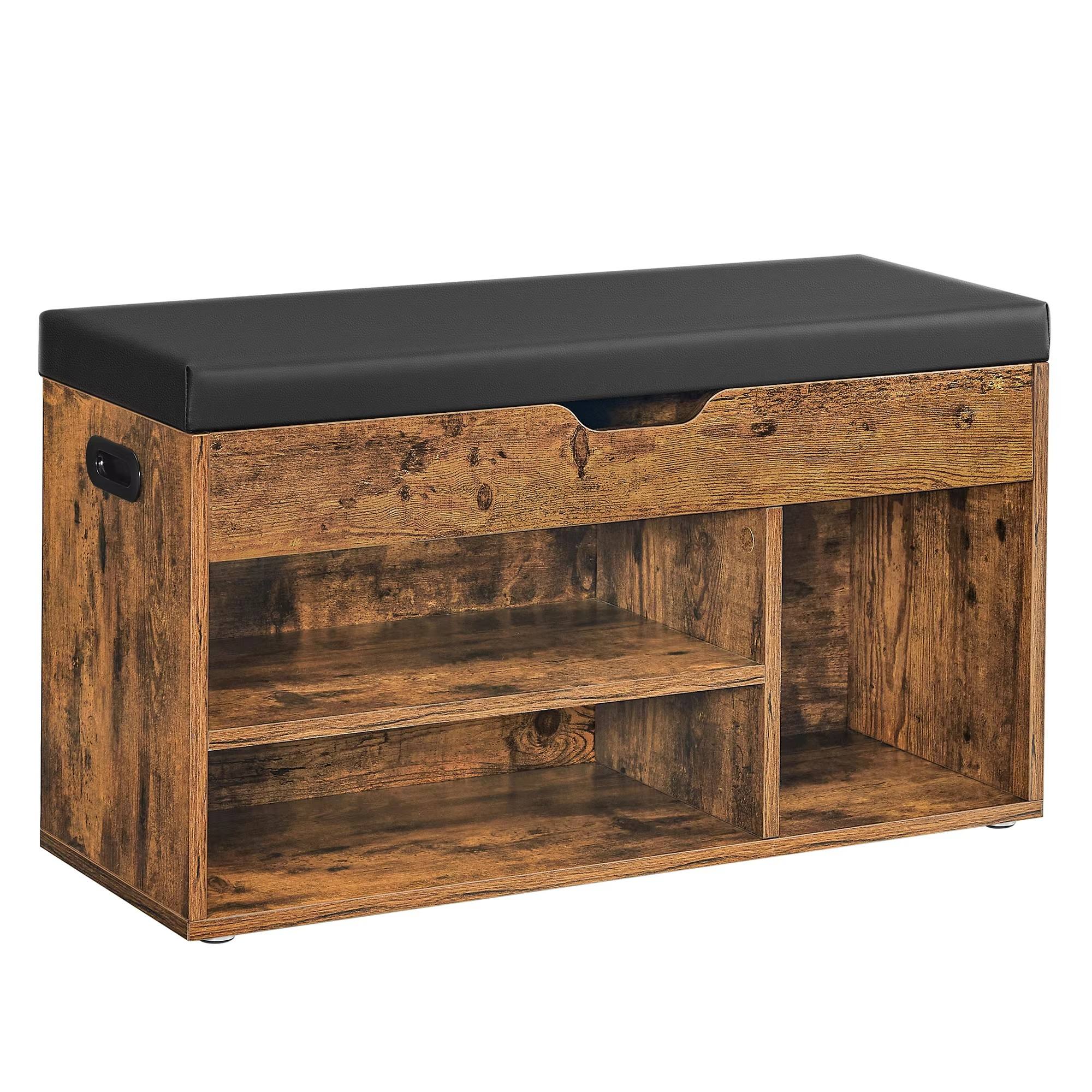 Household Simple Wooden Door Shoe Rack with Linen Sponge Pad, Integrated Shoe Storage Rack for Seats and Stools