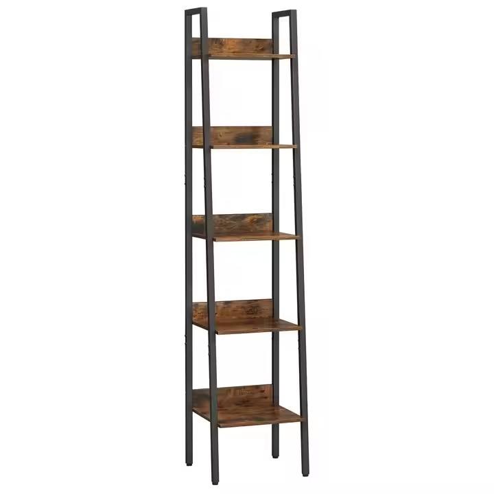 Modern Home Office Nordic Wooden Ladder Rack, 5th Floor Narrow Bookcase Display Stand