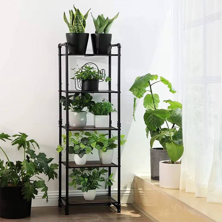 Modern Living Room Office Adjustable Lighting 5-level LED Wooden Bookshelf Display Stand