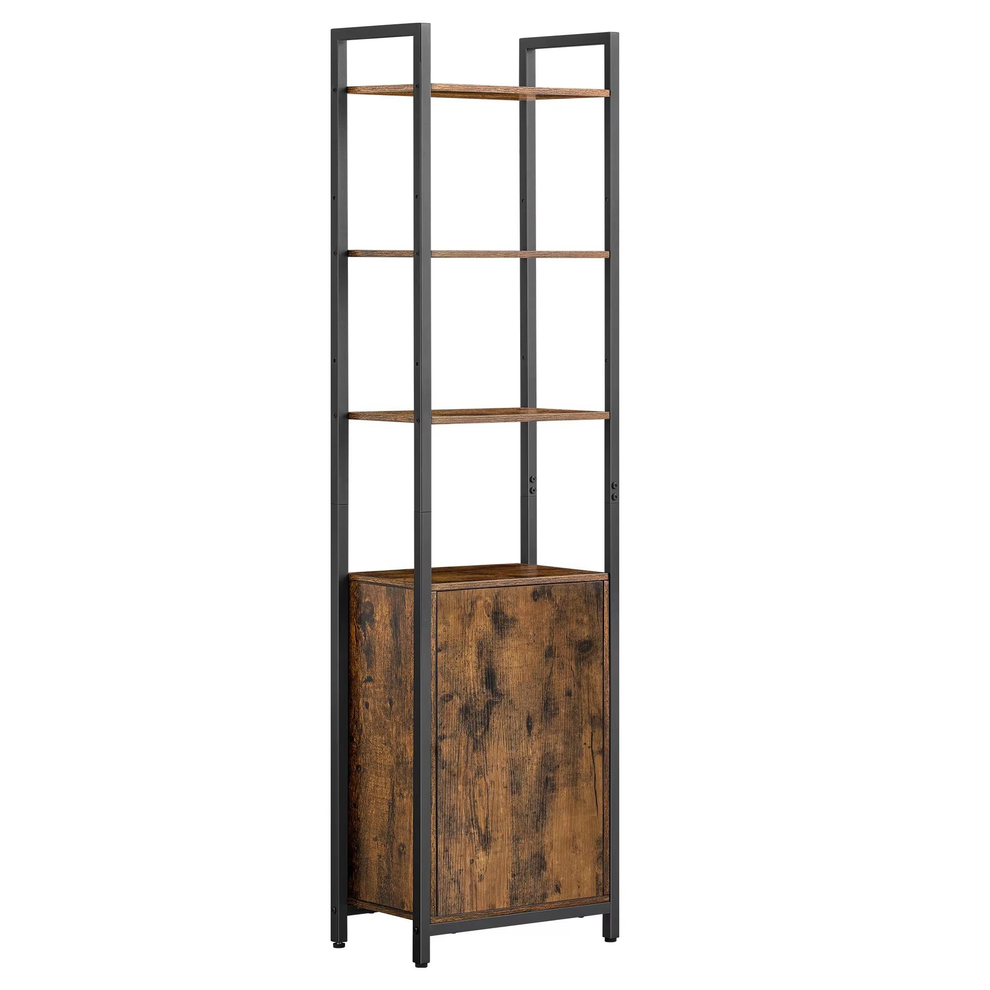 Retro Industrial Style Living Room, Bedroom and Study. 6-layer Independent High Bookshelves with Doors.