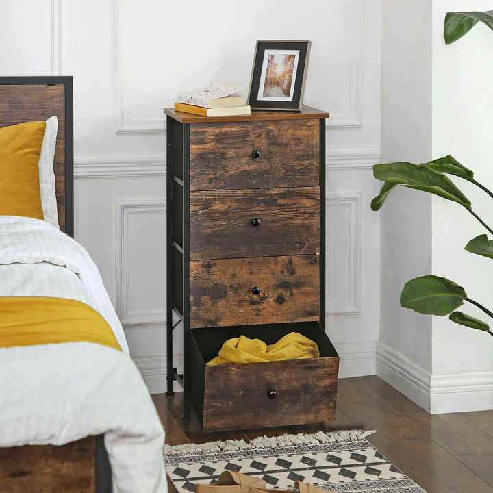Modern Living Room Bedroom Cubic Storage Cabinet with 4 Drawers and Dressing Table Wooden Storage Cabinet